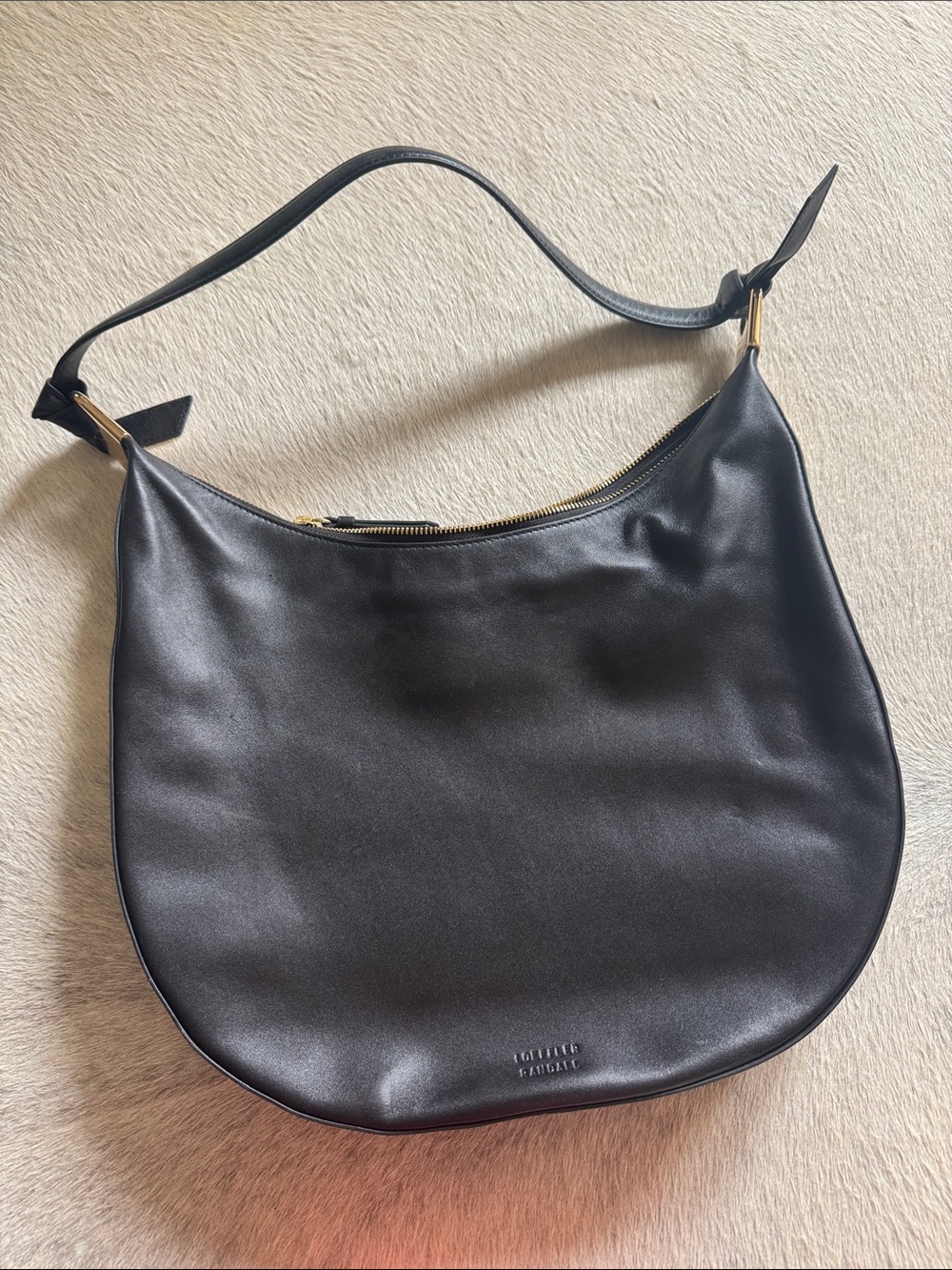 Loeffler Randall Black Leather Hobo Shoulder Bag with Gold Hardware